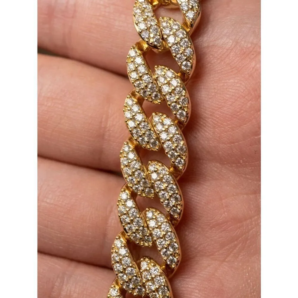 Luxury Gold Vermeil Moissanite Iced Out Cuban Link Bracelet 8